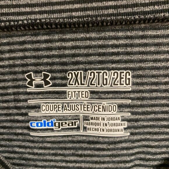 Under Armour Mens Black Striped Fitted Coldgear V Neck Long Sleeve Shirt 2XL - Picture 4 of 7